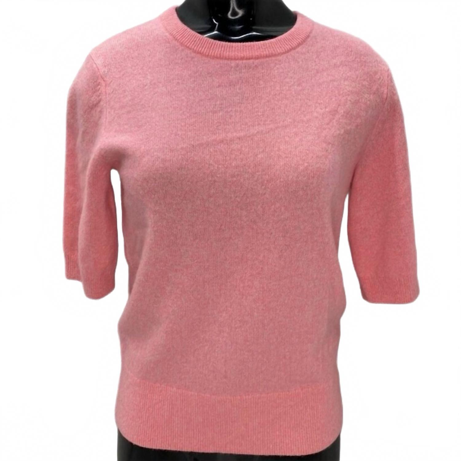 New White + Warren Women's Cashmere Short Sleeve Pullover Sweater Tee In Pink